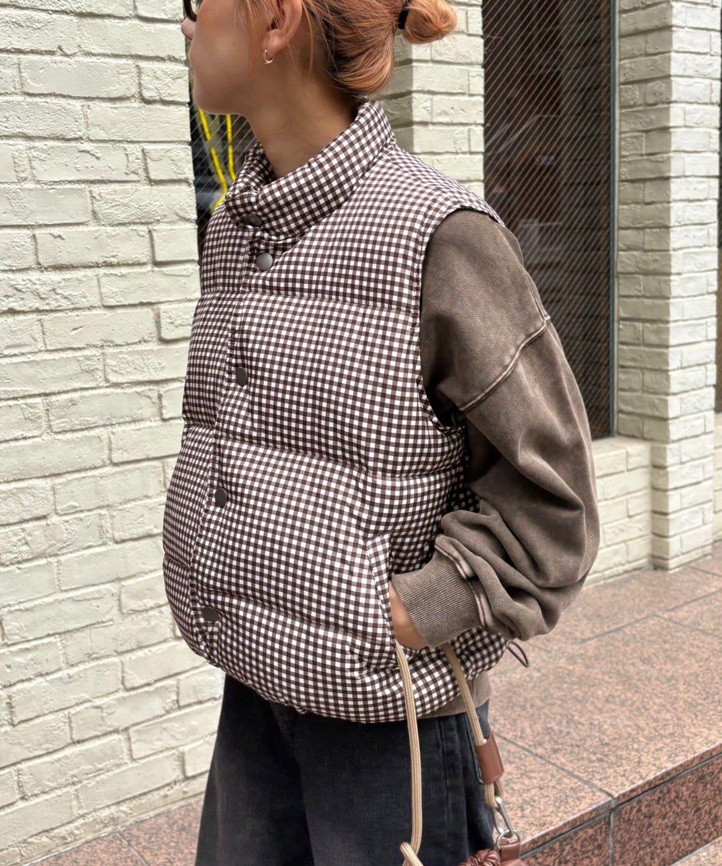 【UNISEX】格子絎縫棉馬甲
