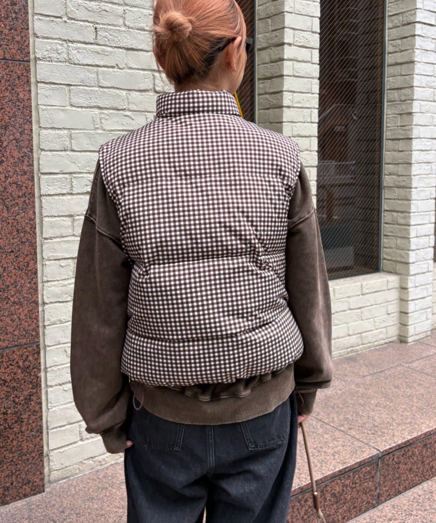 【UNISEX】格子絎縫棉馬甲