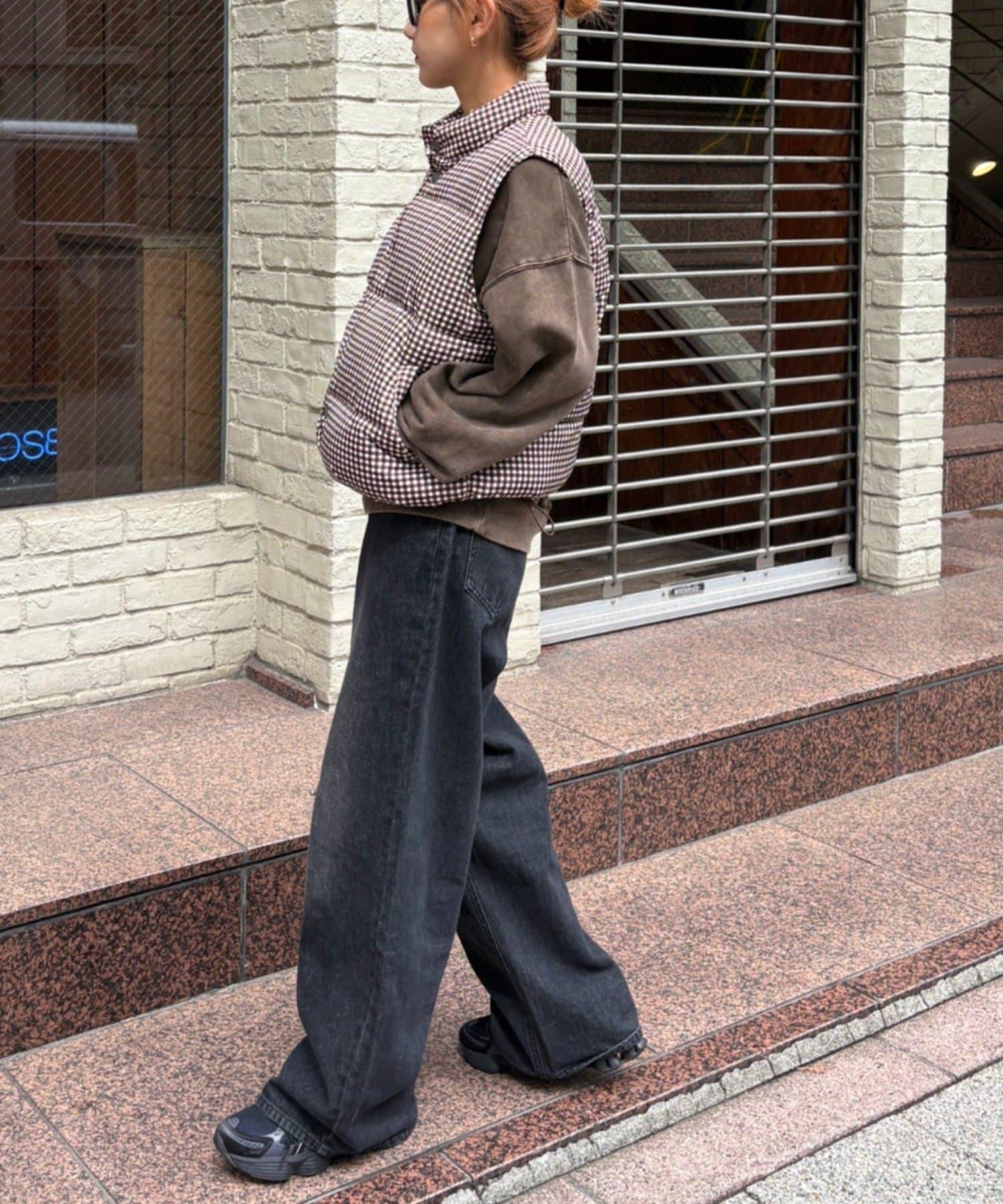 【UNISEX】格子絎縫棉馬甲
