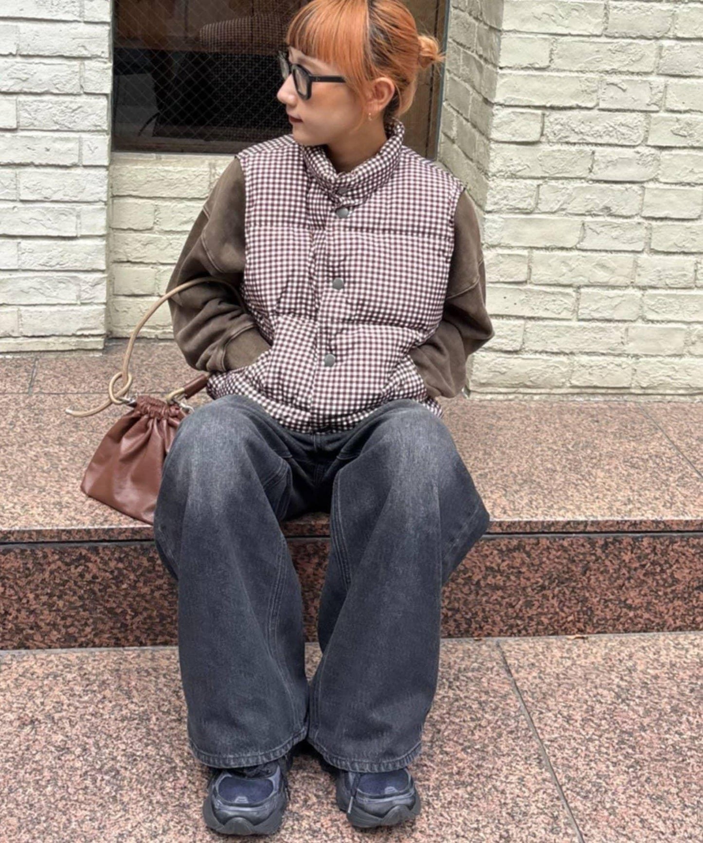 【UNISEX】格子絎縫棉馬甲