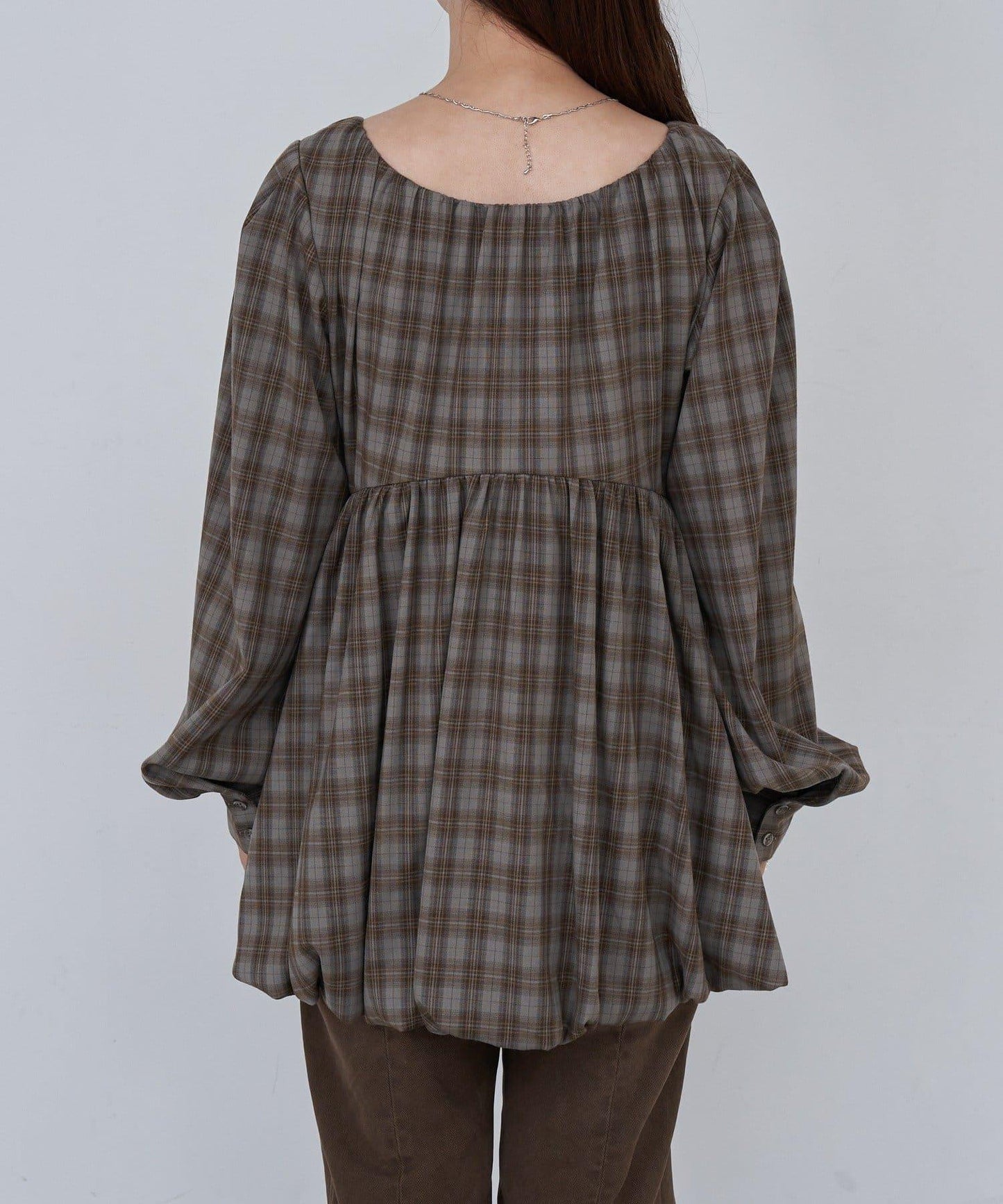 【Kastane】B方領泡泡袖長款上衣