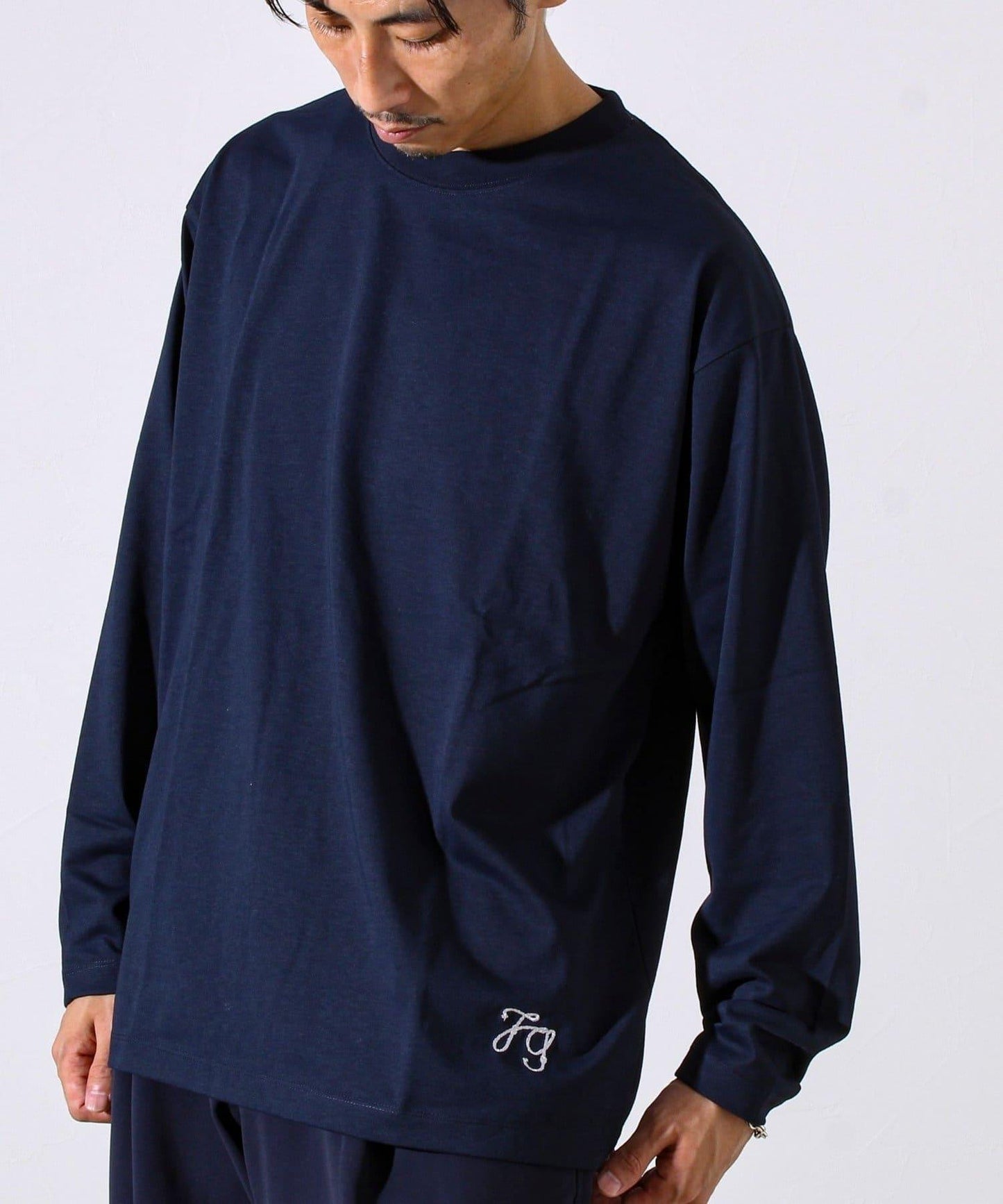 【MARUDE COTTON】繩帶刺繡長袖T恤