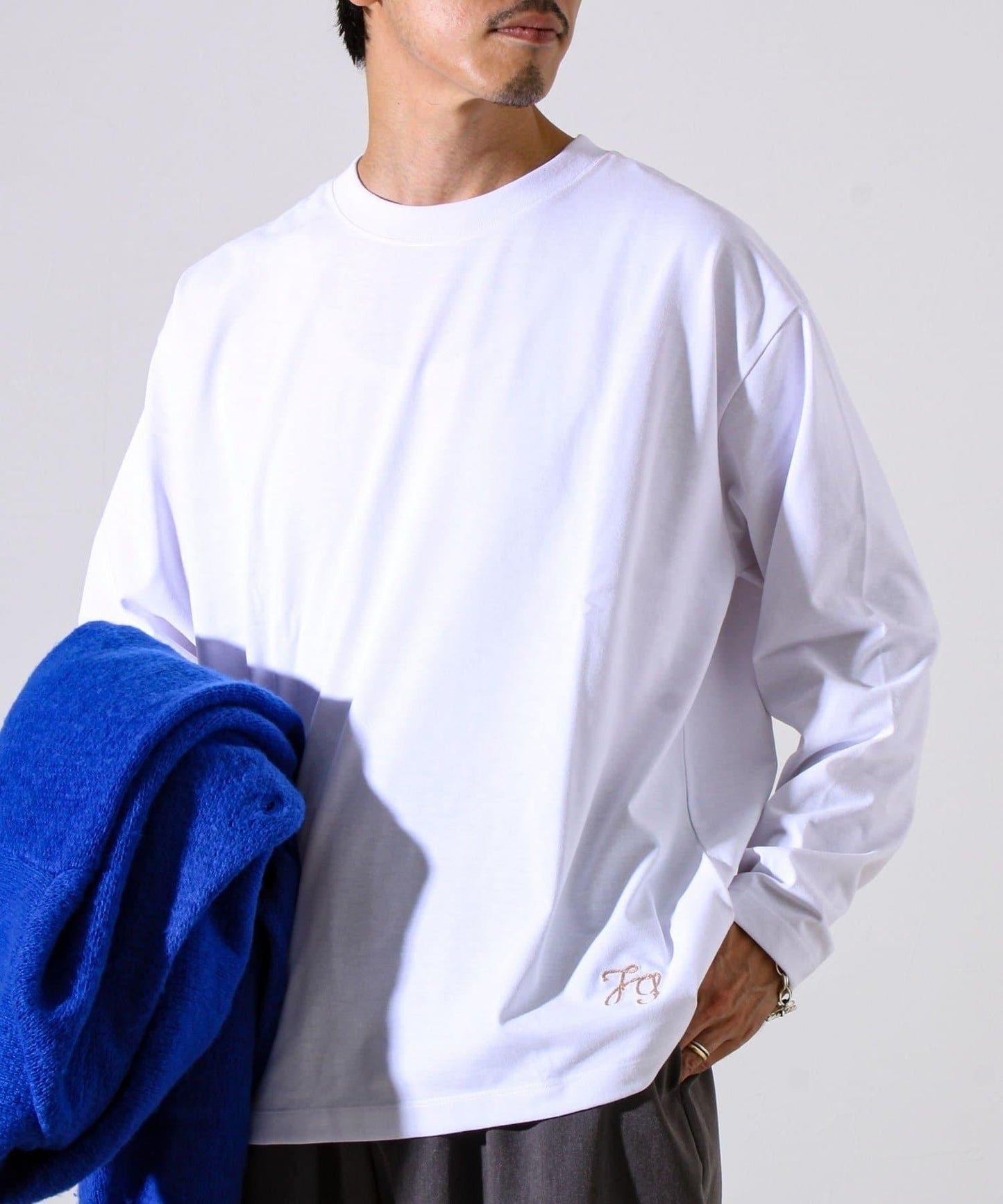 【MARUDE COTTON】繩帶刺繡長袖T恤