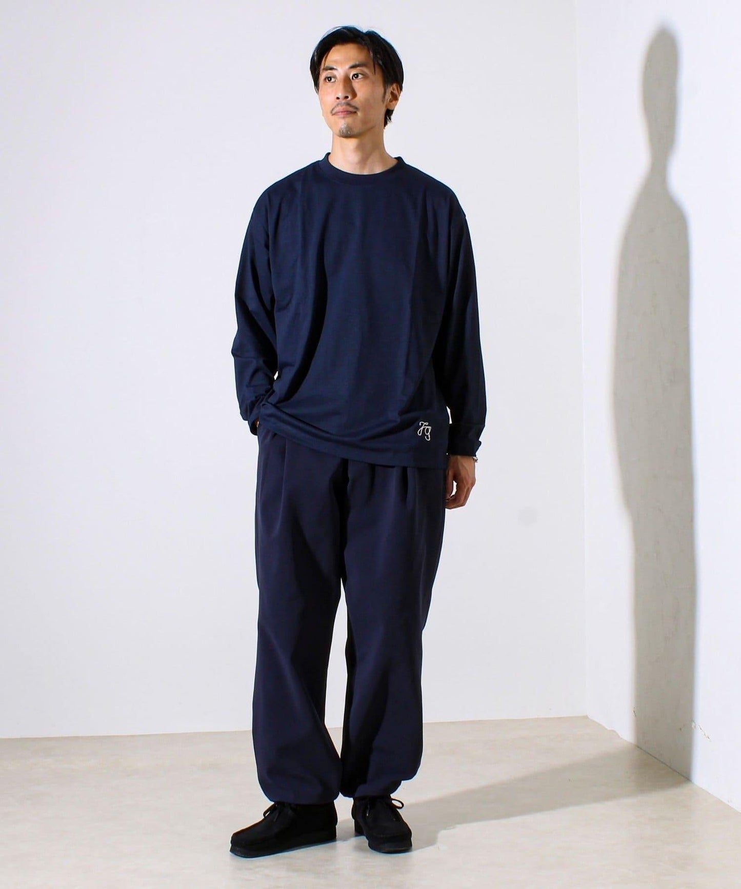 【MARUDE COTTON】繩帶刺繡長袖T恤