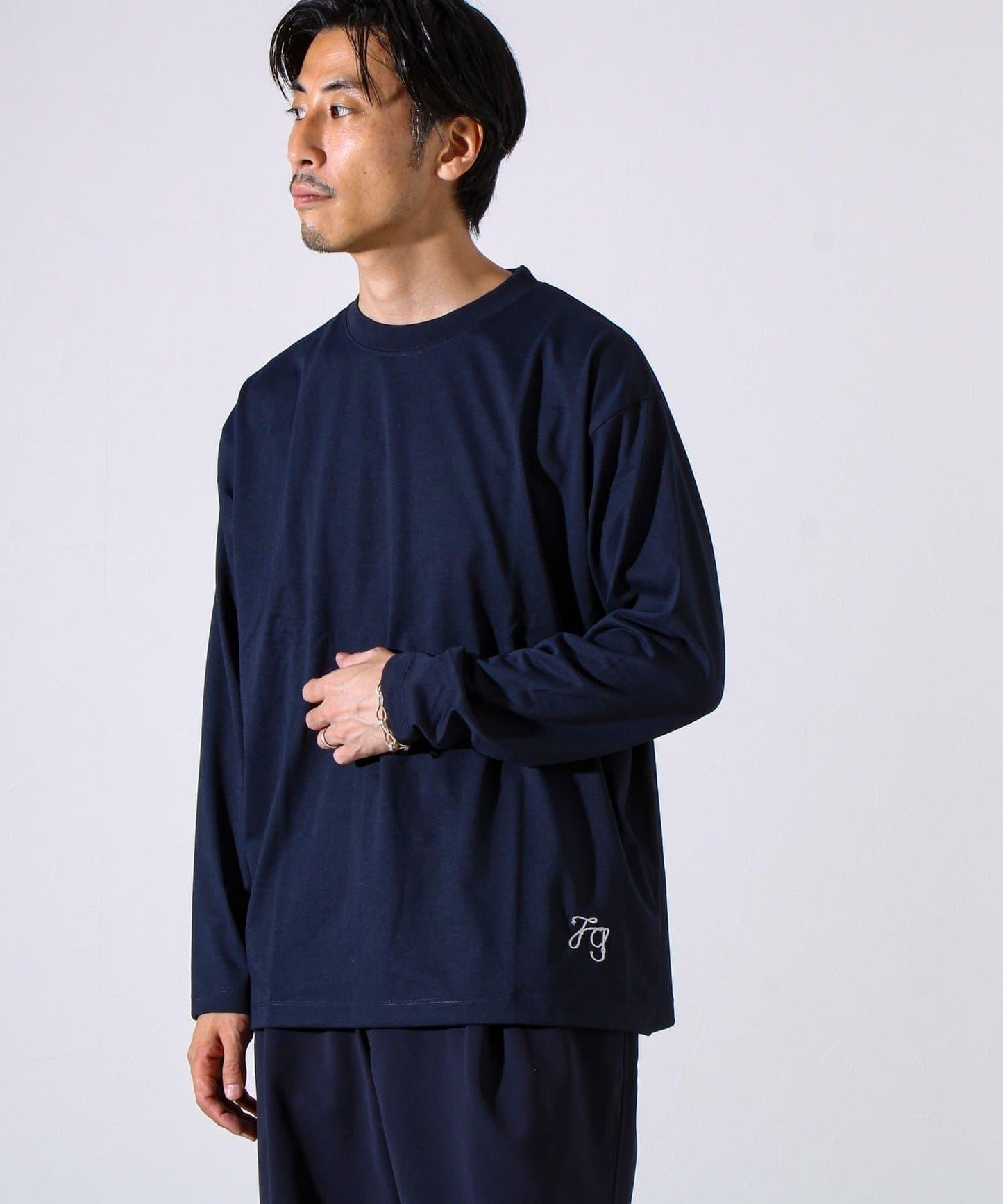 【MARUDE COTTON】繩帶刺繡長袖T恤