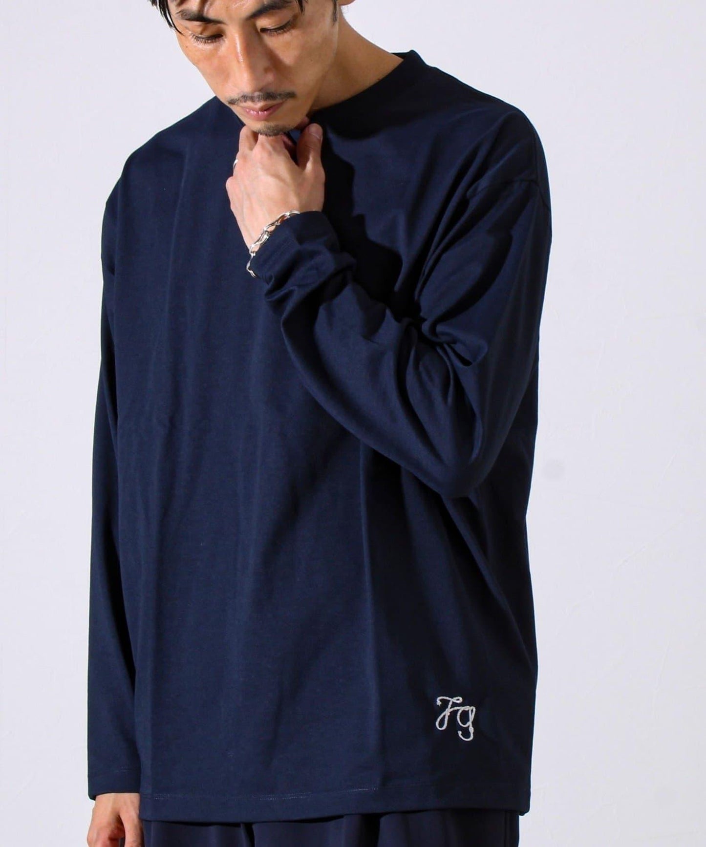 【MARUDE COTTON】繩帶刺繡長袖T恤