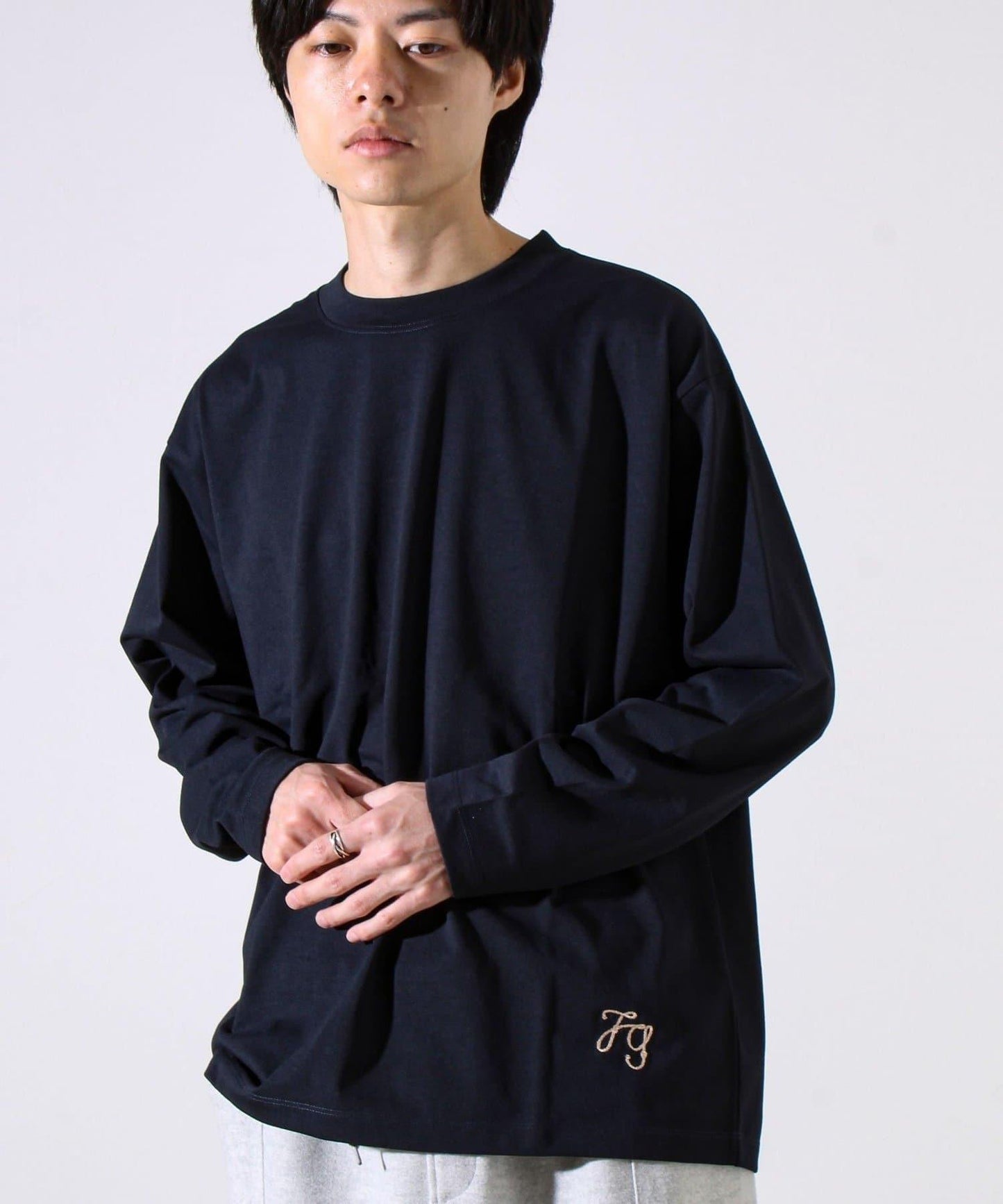 【MARUDE COTTON】繩帶刺繡長袖T恤