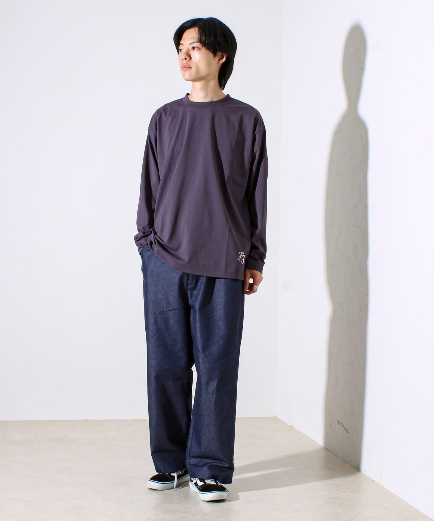 【MARUDE COTTON】繩帶刺繡長袖T恤