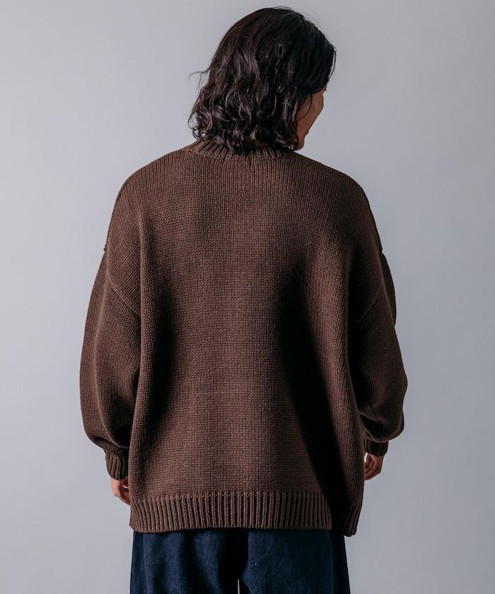 寬鬆版型 狗狗圖案 粗針織 提花 圓領毛衣 / 哈士奇