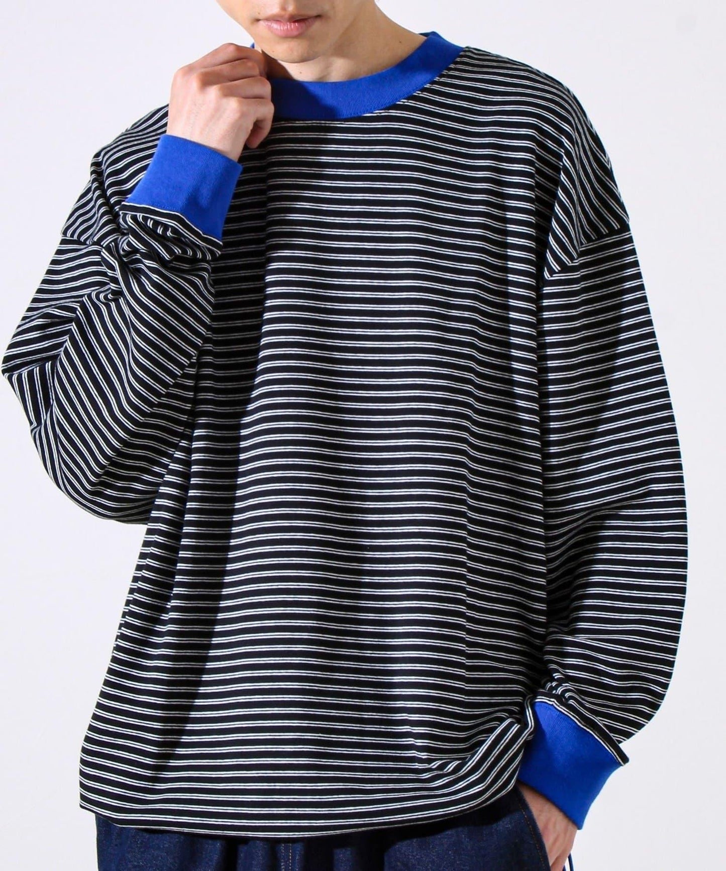 【配色羅紋點綴主打條紋】Hello條紋長袖T恤