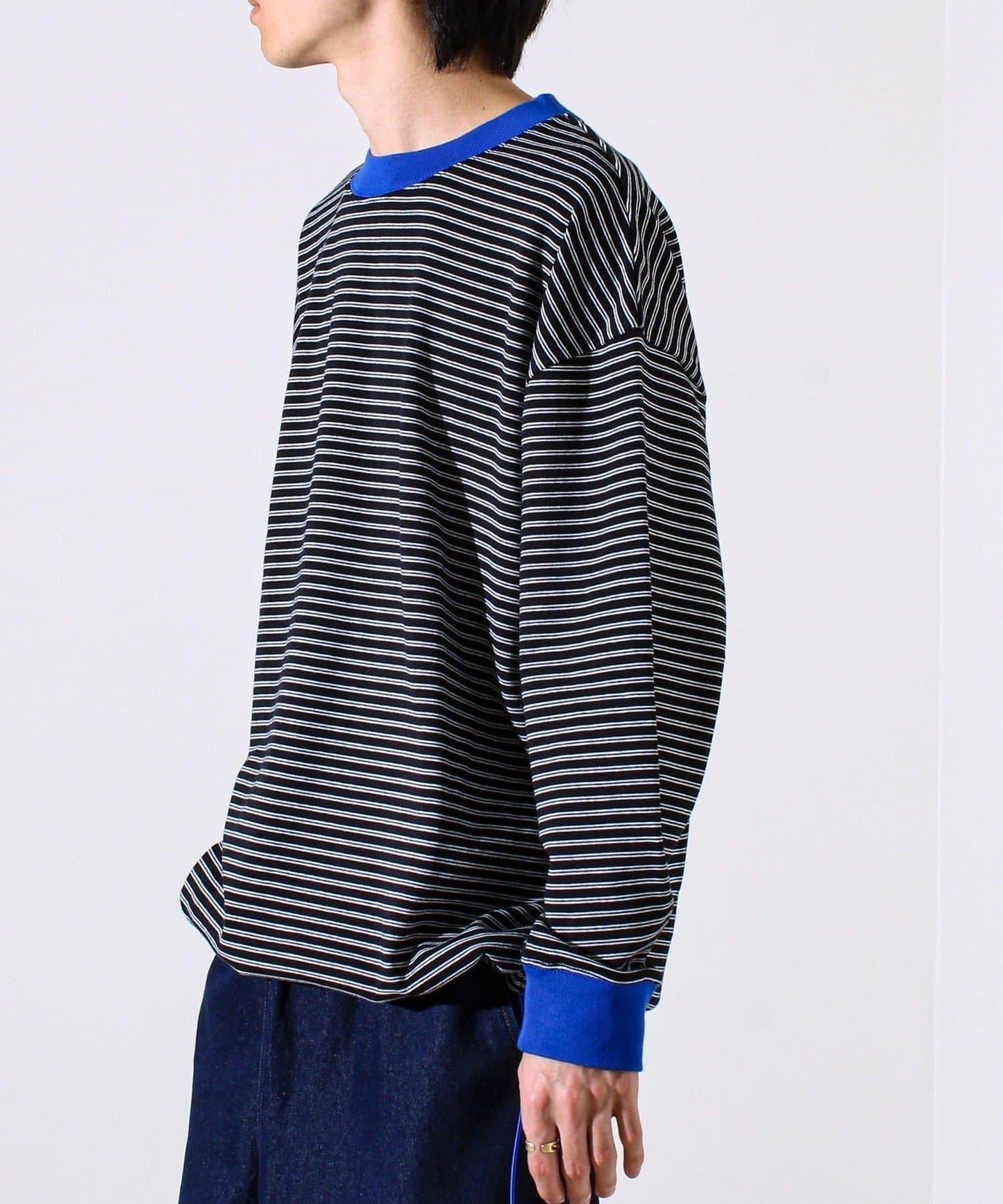 【配色羅紋點綴主打條紋】Hello條紋長袖T恤