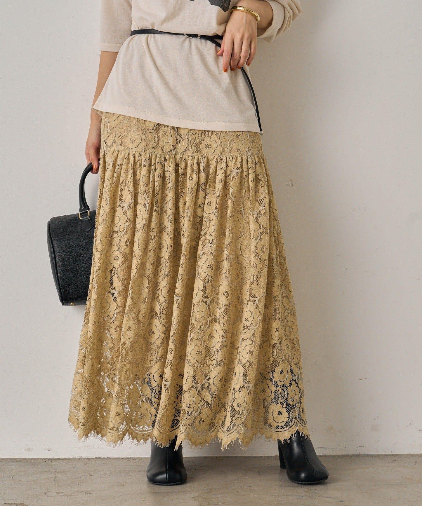 【Loungedress】復古風蕾絲半身裙