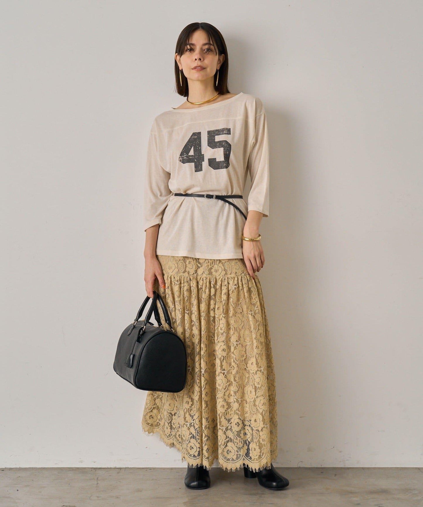 【Loungedress】復古風蕾絲半身裙