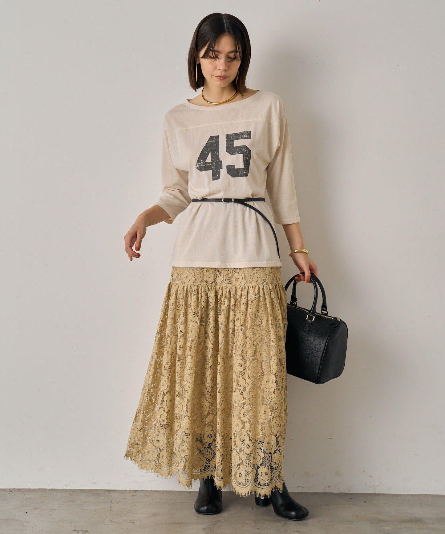 【Loungedress】復古風蕾絲半身裙