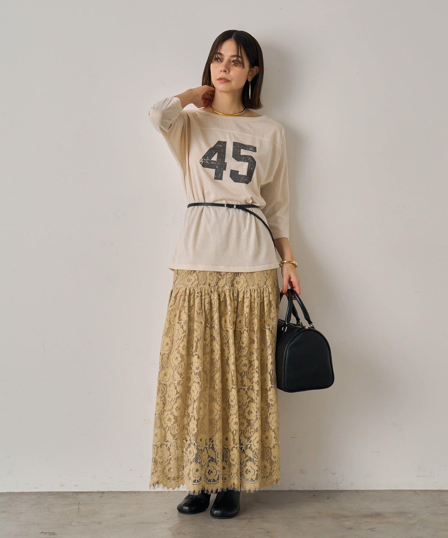 【Loungedress】復古風蕾絲半身裙