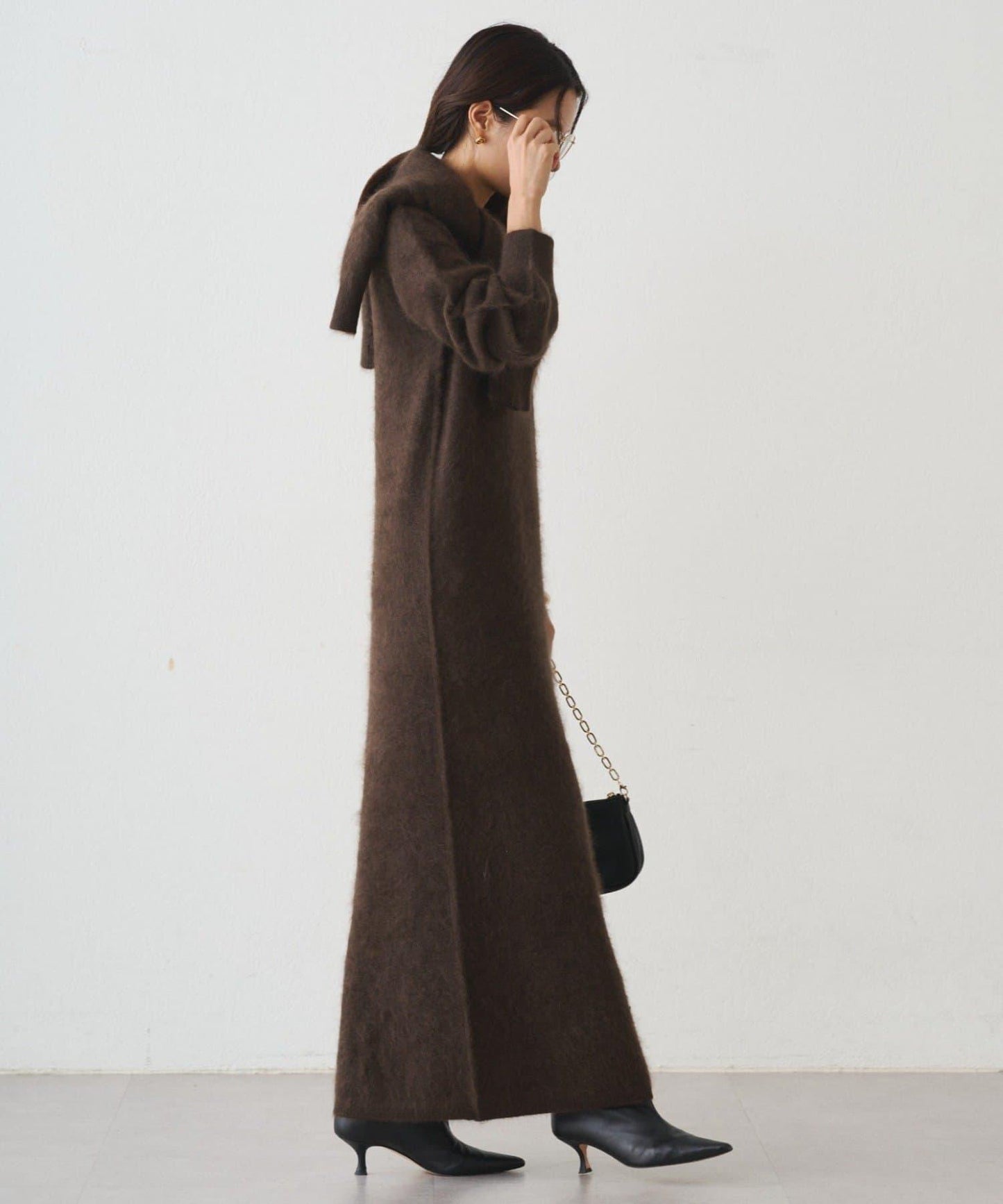 毛絨針織連衣裙