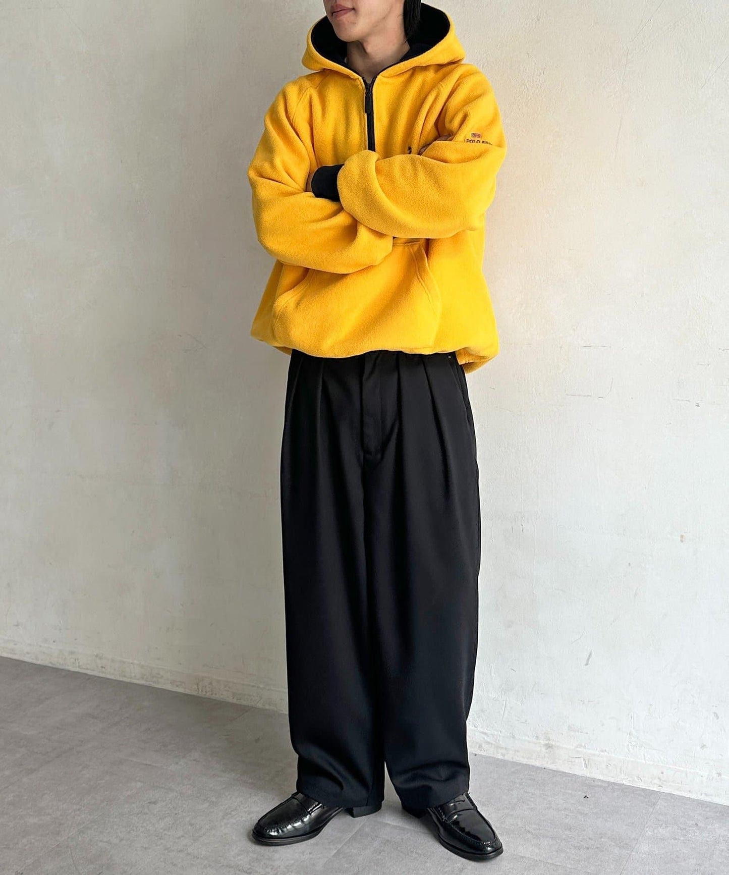 加絨雙褶西裝褲