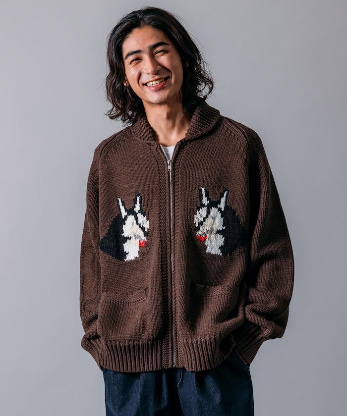 寬鬆版型提花針織開衫外套 / 動物圖案