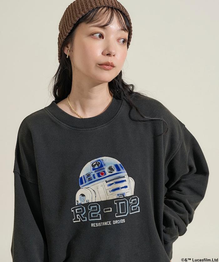 STARWARS/《星球大戰》 復古風格 R2-D2 圓領衛衣/植絨印花 寬鬆版型