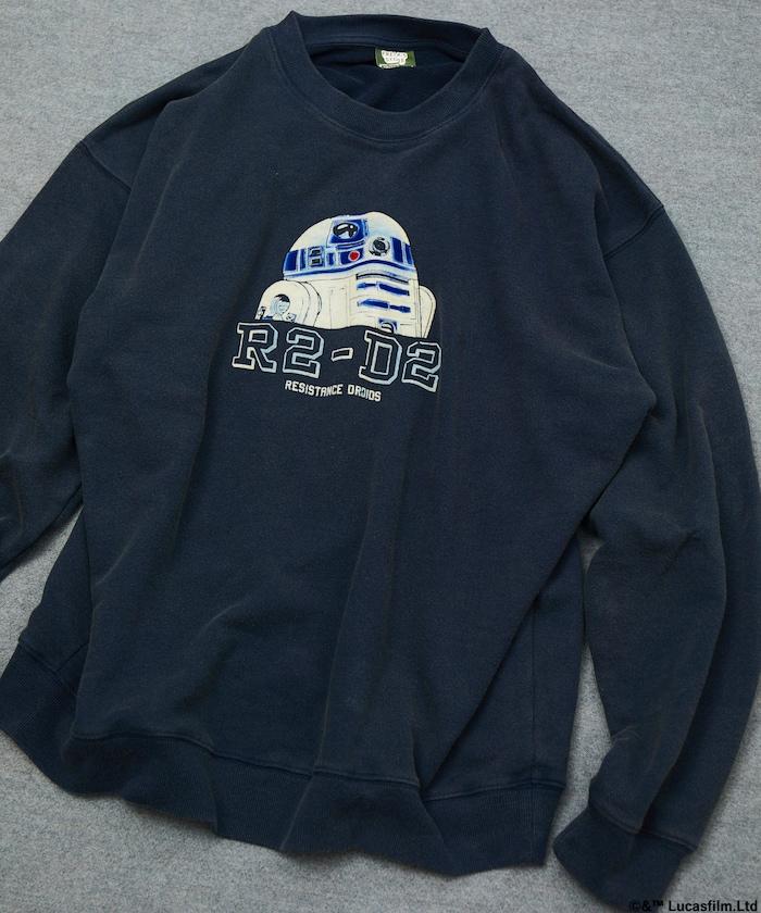 STARWARS/《星球大戰》 復古風格 R2-D2 圓領衛衣/植絨印花 寬鬆版型