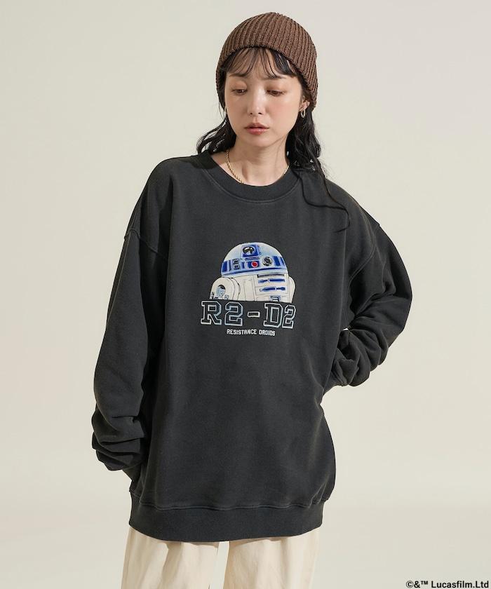 STARWARS/《星球大戰》 復古風格 R2-D2 圓領衛衣/植絨印花 寬鬆版型
