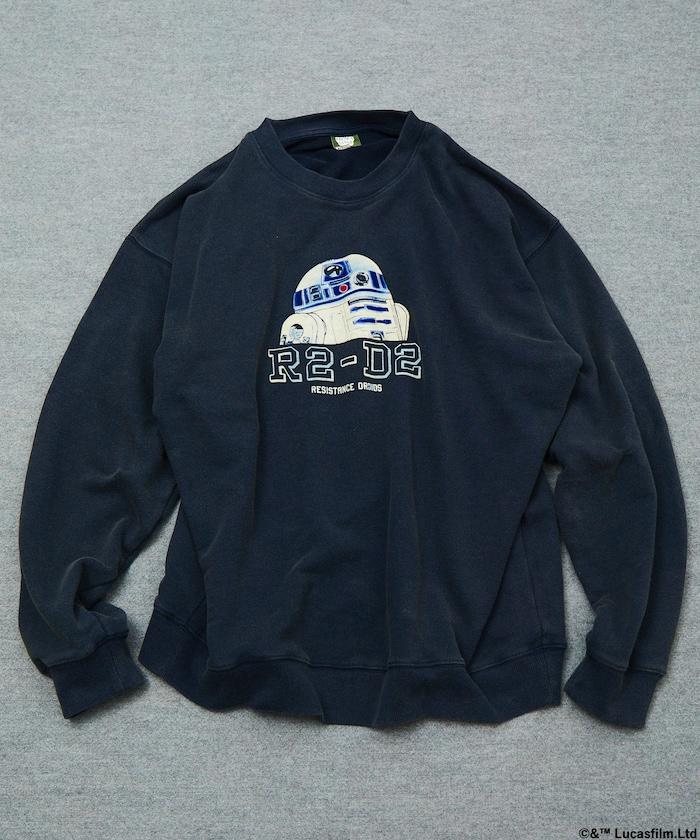 STARWARS/《星球大戰》 復古風格 R2-D2 圓領衛衣/植絨印花 寬鬆版型