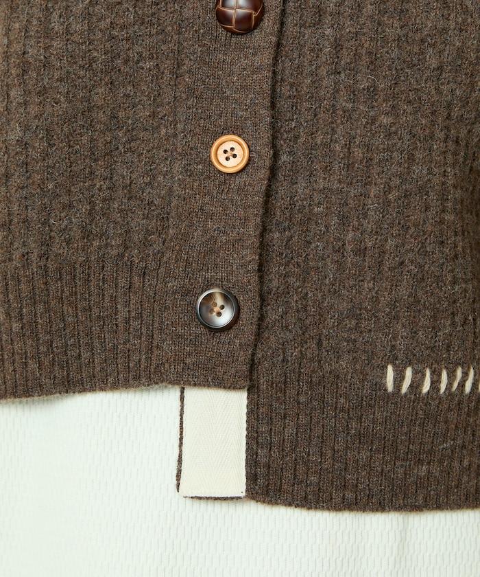 短款拼色針織開衫