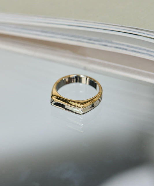 《スターリングシルバー使用》雙色扁平戒指