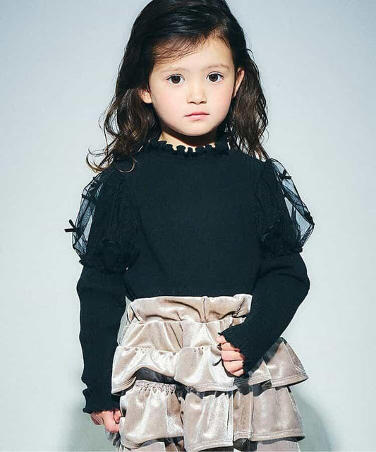 袖部蓬鬆蝴蝶結上衣