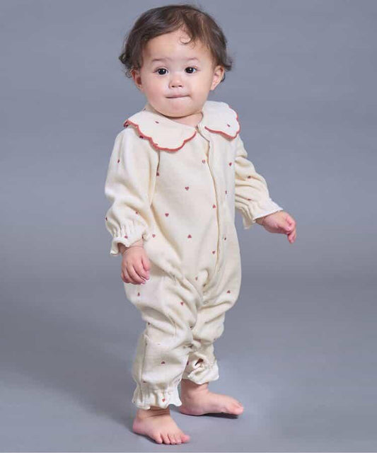 愛心圖案柔軟天鵝絨連體衣