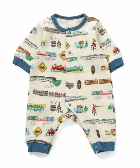 電車圖案針織絎縫連體衣