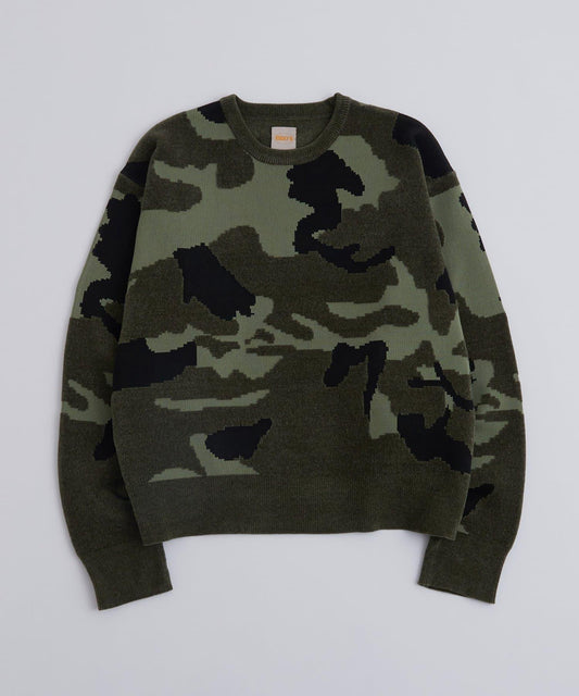 KOOKYN毛線紗線迷彩圓領針織衫