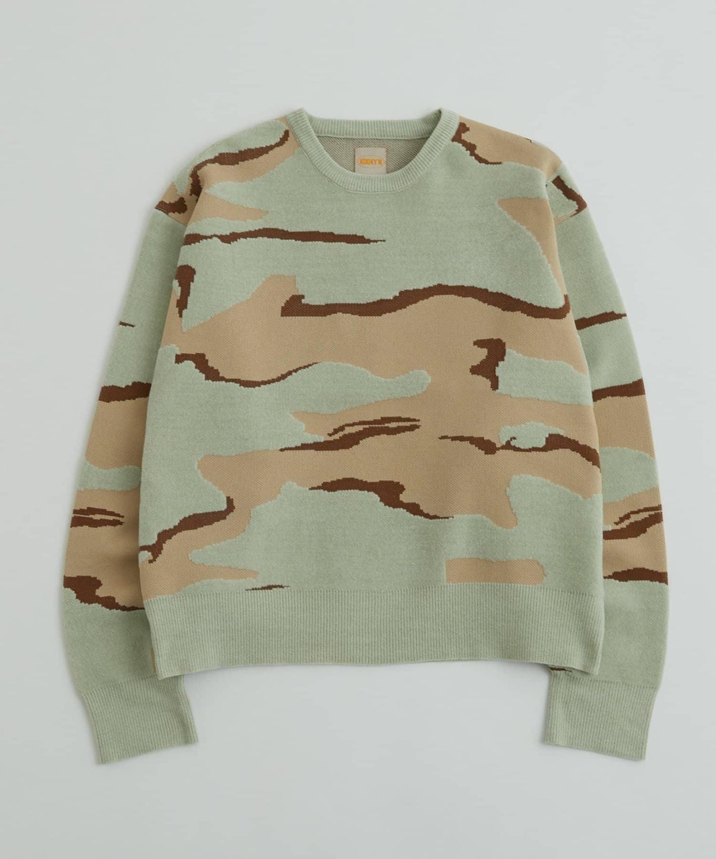 KOOKYN毛線紗線迷彩圓領針織衫