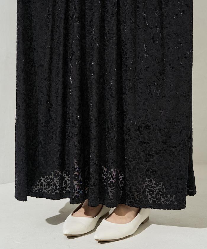 歐泊小花圖案拼接連衣裙(禮服)
