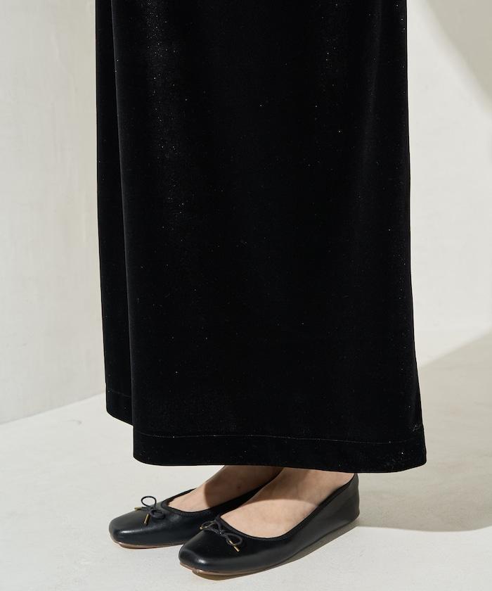 歐根紗天鵝絨拼接泡泡袖連衣裙(禮服)