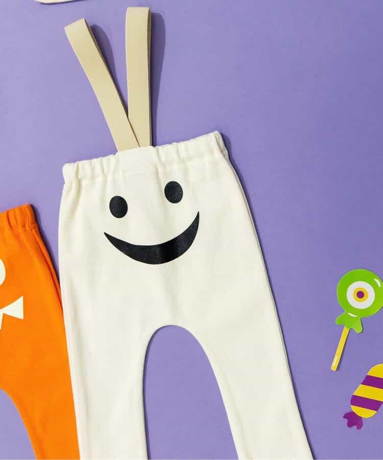 帶吊帶卡通臉圖案打底褲