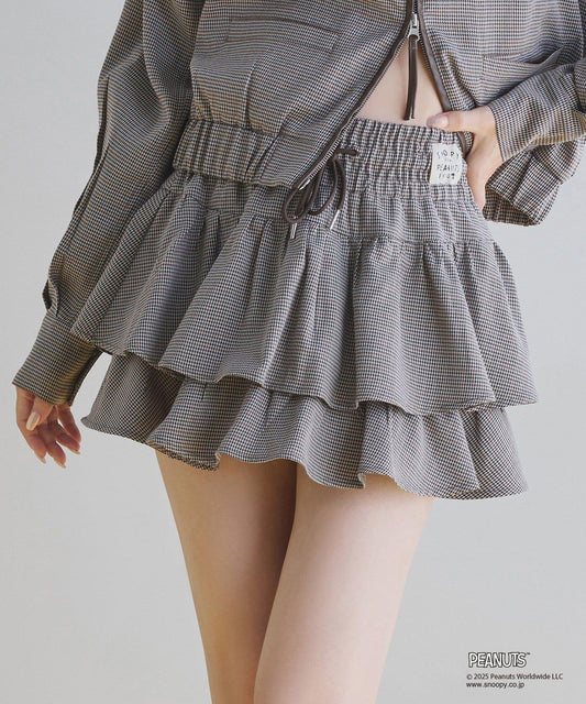 【《PEANUTS》聯名】荷葉邊迷你裙
