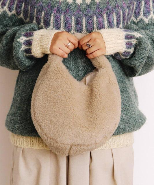 ボアラウンドバッグ/チェックとモコモコ