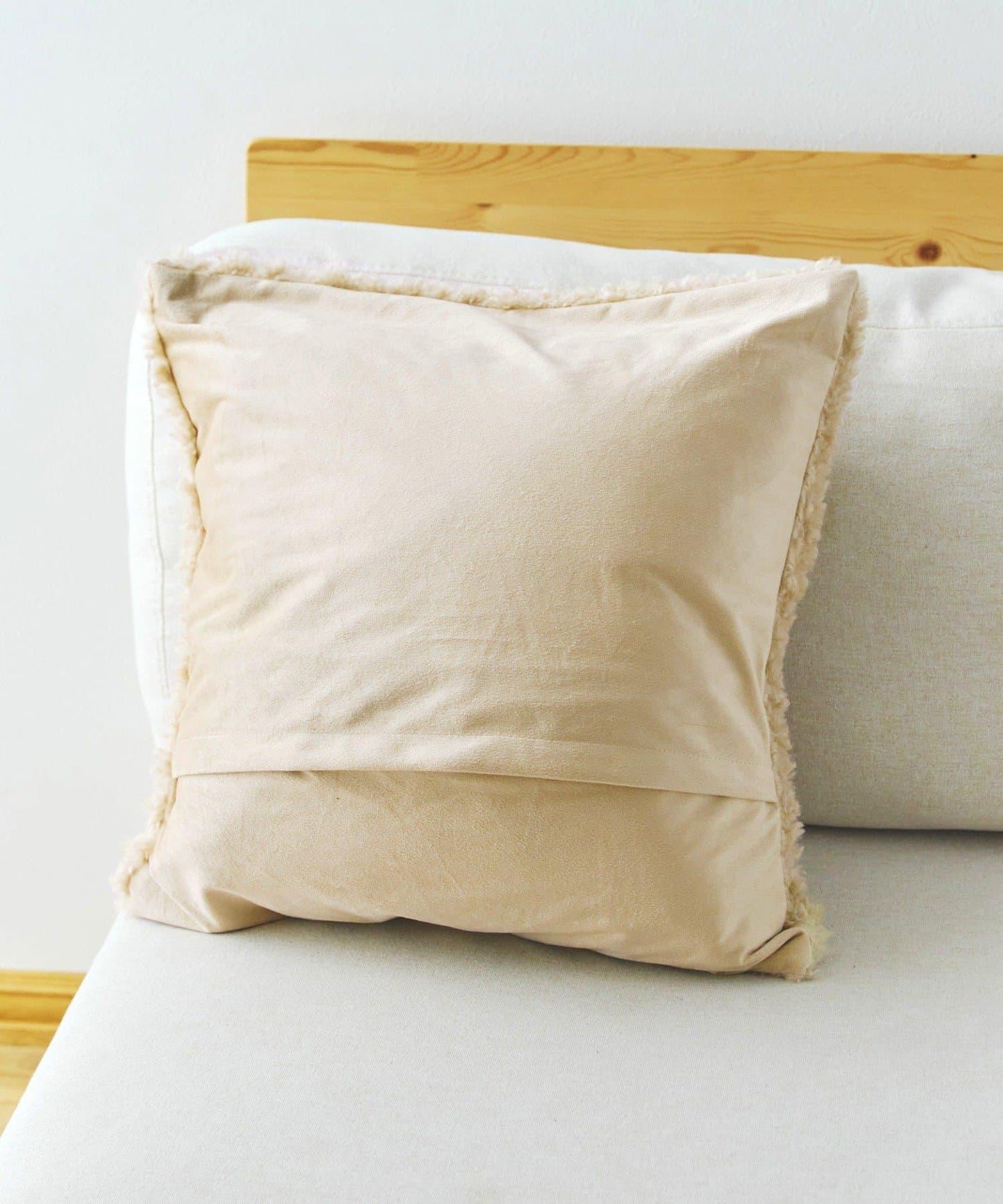 ボリュームボアクッションカバー:45×45cm/チェックとモコモコ