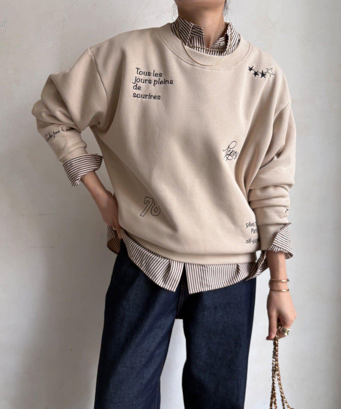 加絨隨機刺繡標誌衛衣