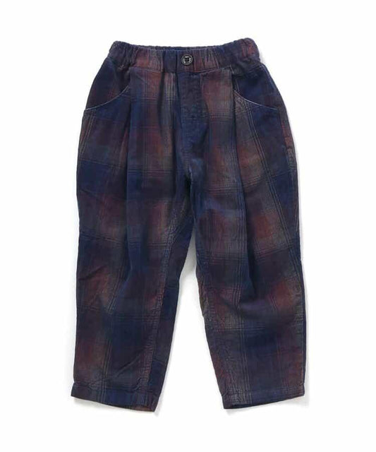 靛藍配色格紋長褲