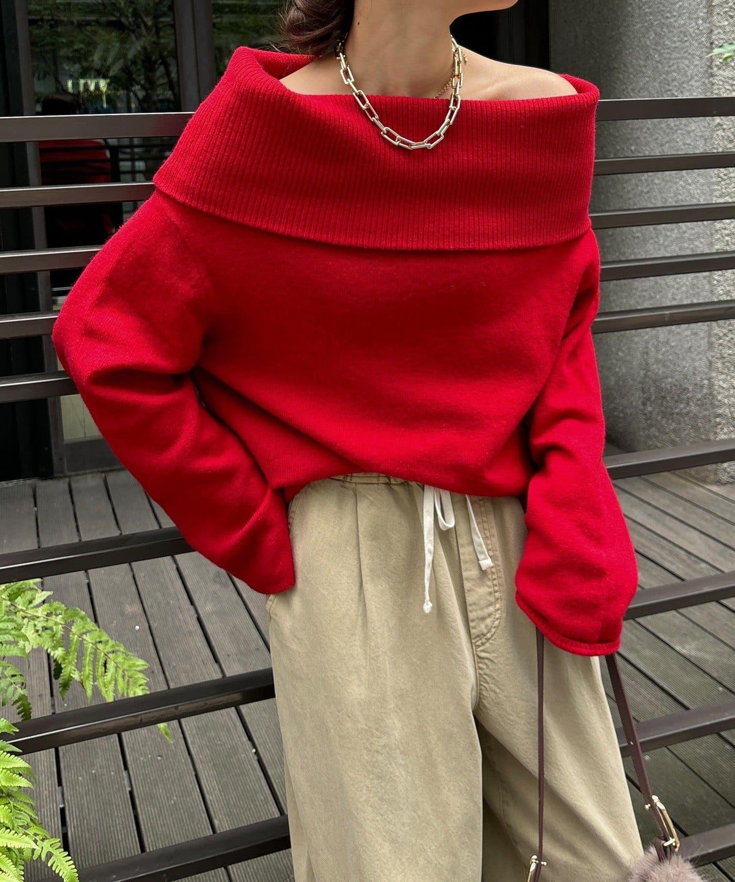 寬鬆高領套頭衫