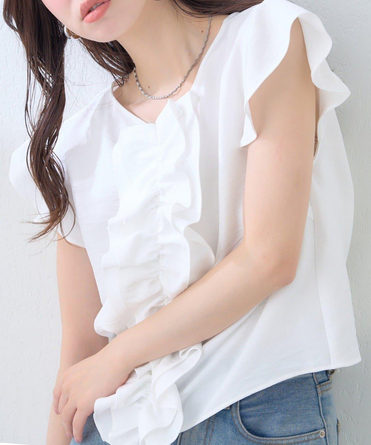 【natural couture】前飾荷葉邊襯衫