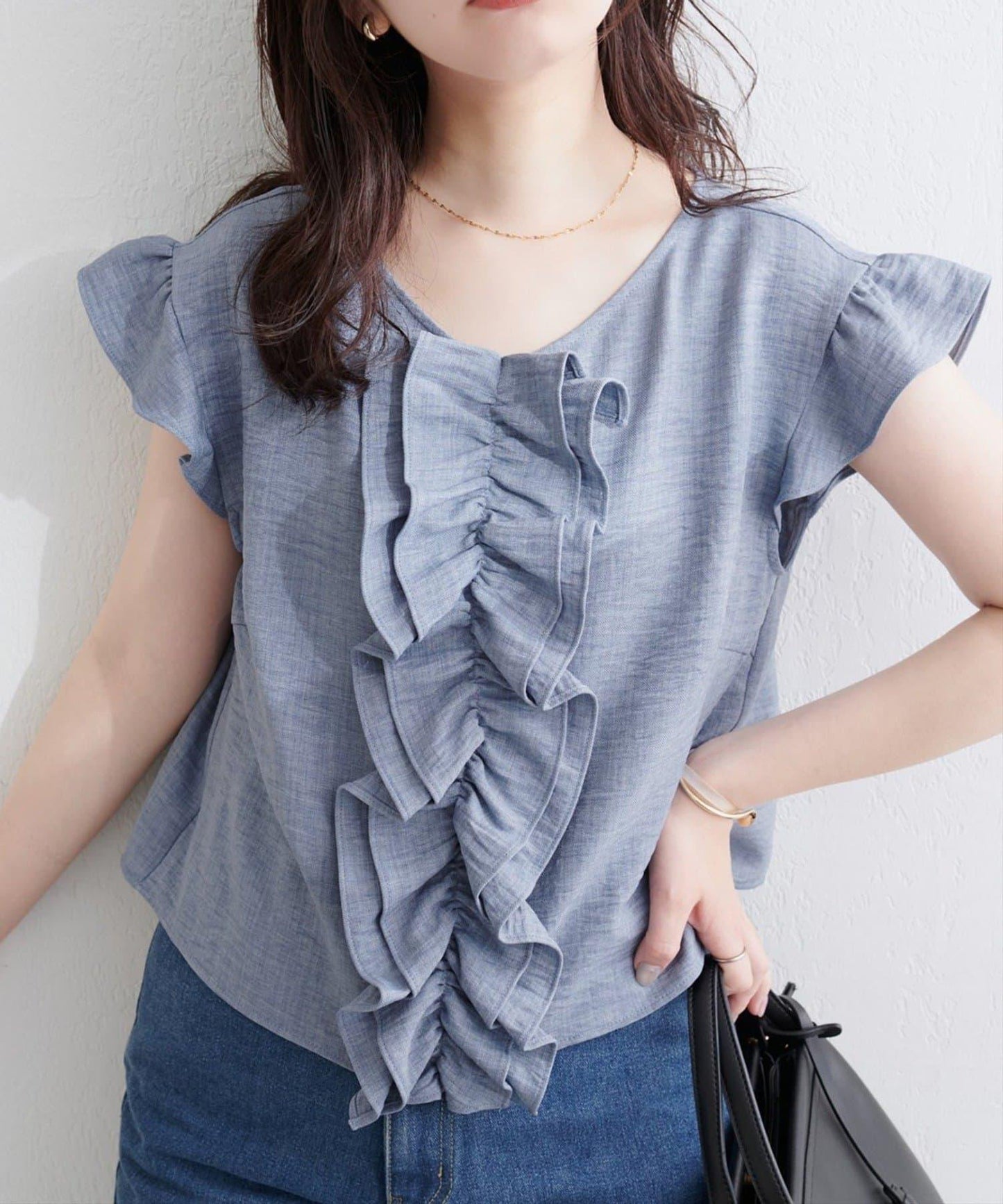 【natural couture】前飾荷葉邊襯衫