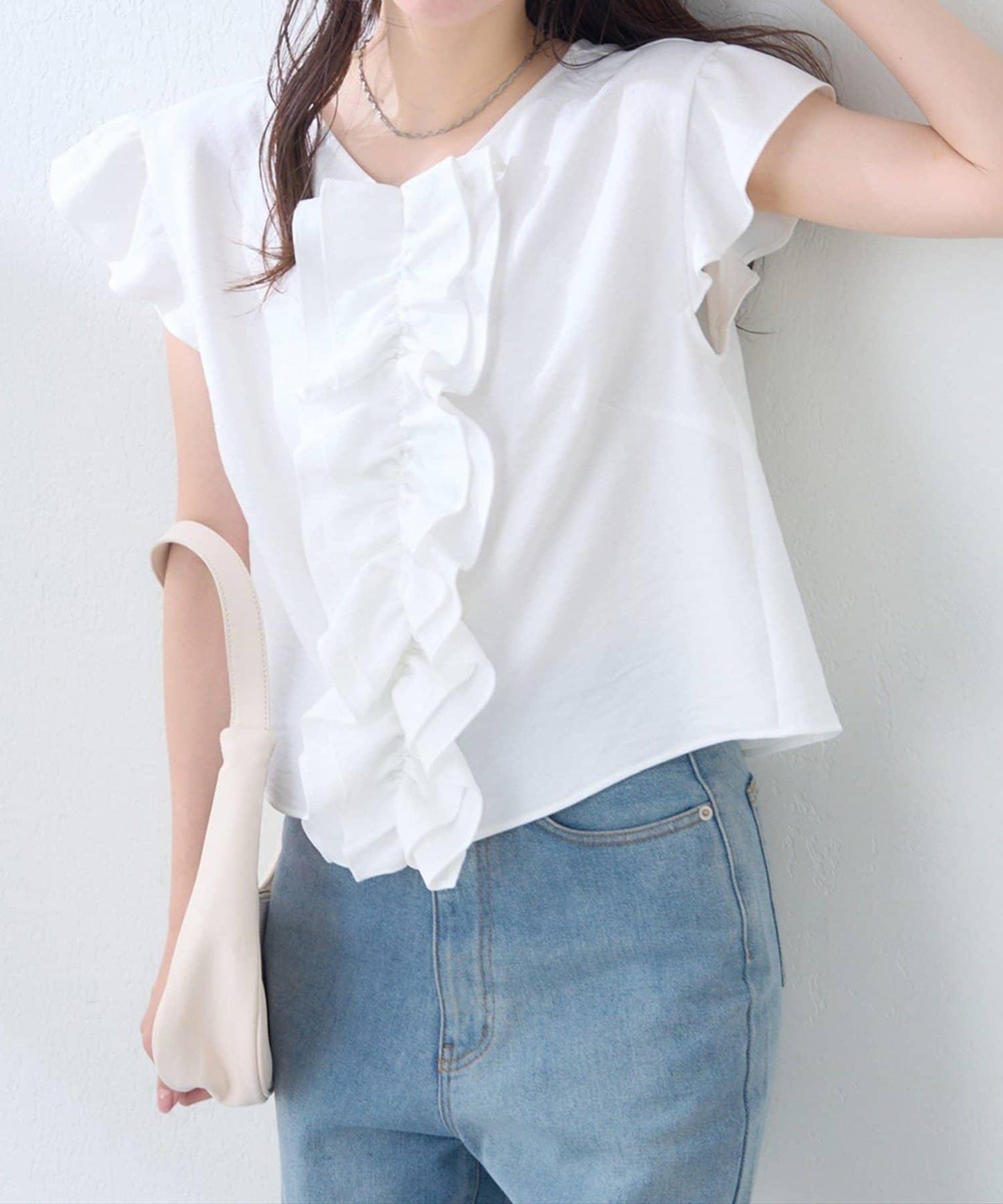 【natural couture】前飾荷葉邊襯衫