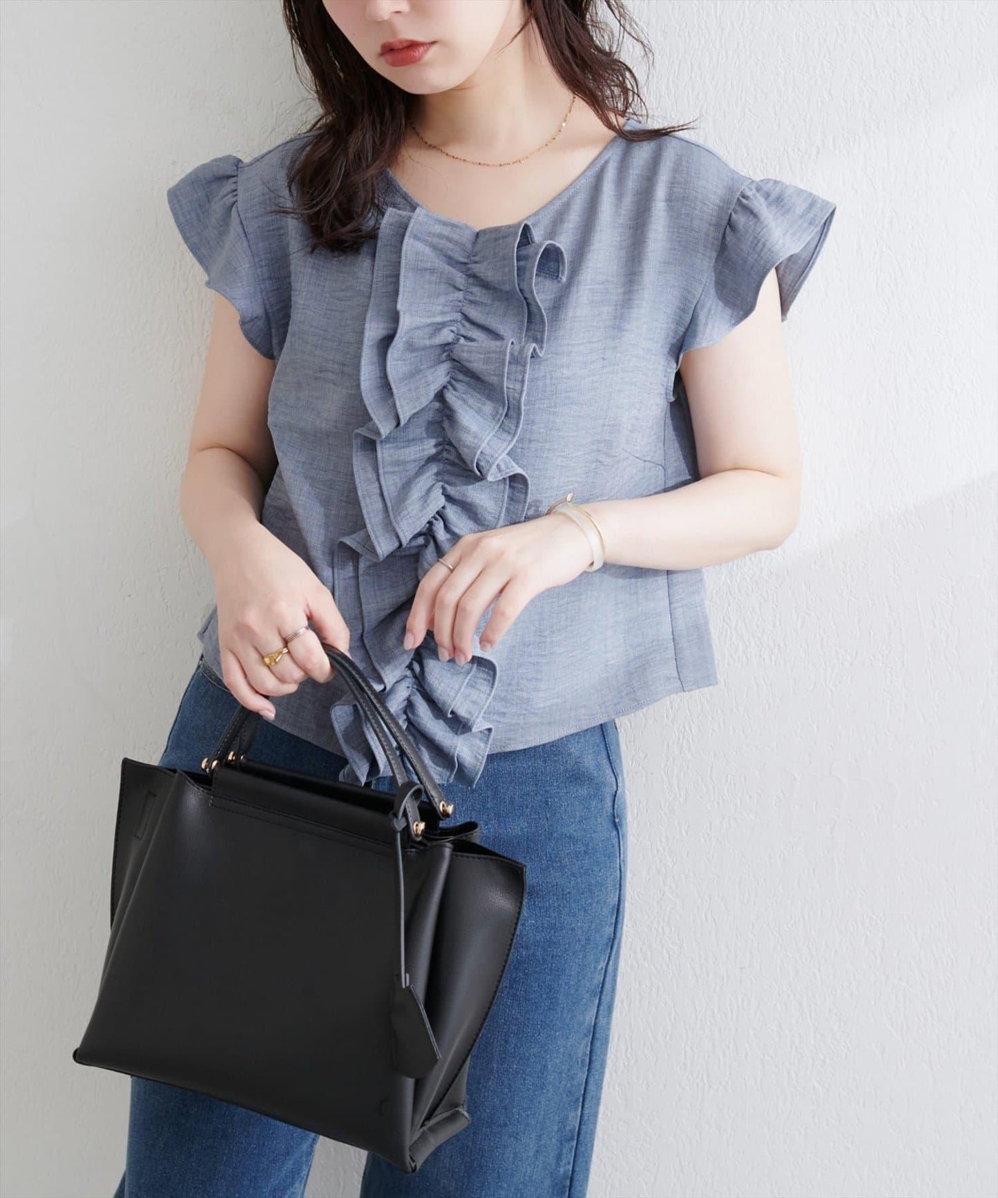【natural couture】前飾荷葉邊襯衫