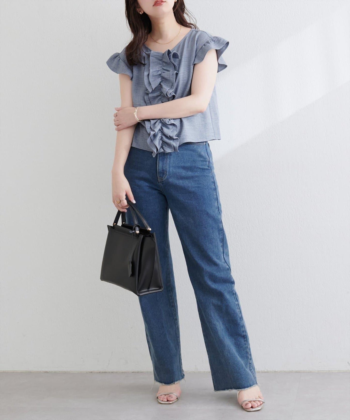 【natural couture】前飾荷葉邊襯衫