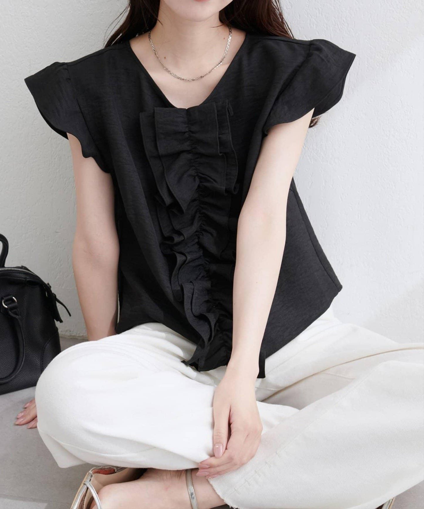 【natural couture】前飾荷葉邊襯衫