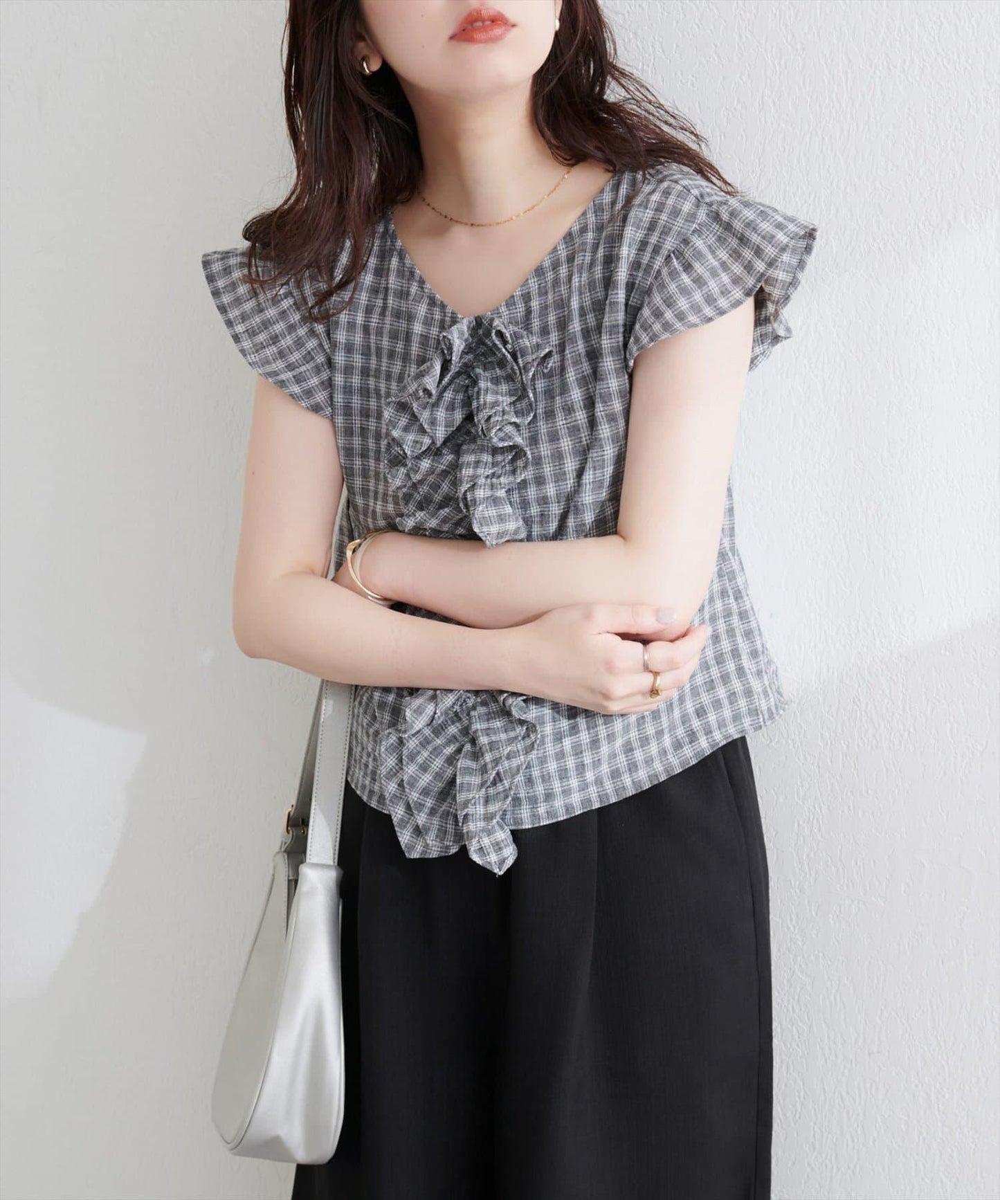 【natural couture】前飾荷葉邊襯衫