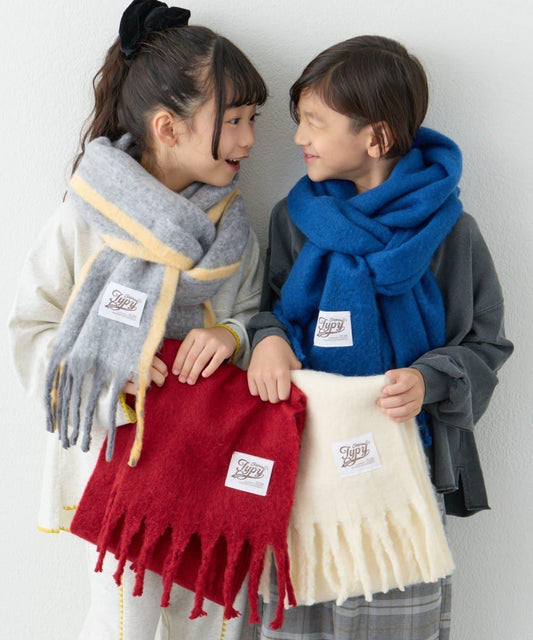 【KIDS】防靜電可水洗寬大流蘇圍巾